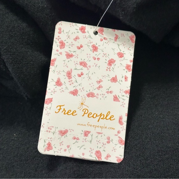 Free People NWT Black Cozy Time Funnel Pullover Top Sz.Sm Minimalist Oversized - Picture 9 of 10